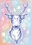 Vector trendy illustration with sketch style deer and doodle signs around. Concept art. Tattoo, astrology, alchemy, magic, travel.