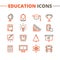 Vector trendy school icons set. Minimalistic line