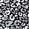 Vector Trendy silver leopard abstract seamless pattern. Wild animal cheetah skin chrome metallic texture on black