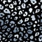 Vector Trendy silver leopard spots abstract seamless pattern. Wild animal cheetah skin blue chrome metallic texture on black for