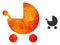 Vector Triangle Filled Baby Carriage Icon with Flame Gradient