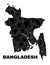 Vector Triangle Filled Bangladesh Map