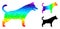 Vector Triangle Filled Dog Icon with Spectral Colored Gradient