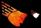 Vector Triangle Filled Falling Rock Stone Icon with Flame Gradient