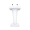 Vector tribune podium rostrum. Speech stand with microphone isolated on white background.