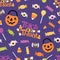 Vector Trick or Treat Candy Seamless Pattern Background