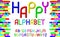 Vector tridimensional decorative multicolor font Happy alphabet. Vector illustration