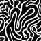 Vector trippy seamless pattern. Psychedelic design background, liquid cells, swirl flowing waves. Black and white