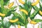 Vector Tropical bananas palm, textural seamless pattern.