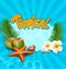 Vector tropical banner with seashells, starfish