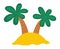 Vector tropical island icon. Cute sea isle with sand and palm trees illustration. Treasure island picture. Funny pirate party