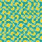 Vector truchet geometric seamless pattern background. Blue yellow backdrop with random tiled triangular, rhombus and