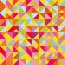Vector truchet geometric triangle seamless pattern background. Bright candy color backdrop with random tiled triangular