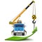 Vector Truck Crane with Green Arrow