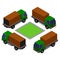 Vector truck isometric under different viewing angle.