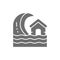 Vector tsunami, storm, flood disaster grey icon.