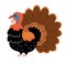 Vector turkey icon. Cute cartoon gobbler illustration for kids. Farm bird isolated on white background. Colorful flat animal