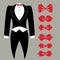 Vector tuxedo with colored bow tie set