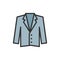 Vector tuxedo, jacket, coat flat color line icon.