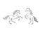 Vector two hand drawn doodle sketch horses set