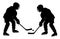 Vector of two hockey players with sticks and a washer duel.
