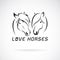 Vector of two horses head design on white background., Wild Animals. Horse logo or icon. Expression of love. Easy editable layered