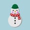 Vector typical Christmas snowman. character in winter. cartoon vector style. Complete with winter hat and scarf.