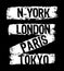 Vector typography new york london paris tokyo