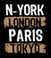 Vector typography new york london paris tokyo