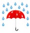 Vector umbrella and rain drops