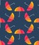 Vector umbrellas. Abstract seamless pattern design