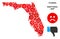 Vector Unhappy Florida Map Mosaic of Sad Smileys