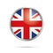 Vector Union Jack Button. United Kingdom flag in glass button st