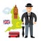 Vector United Kingdom Travel Concept. Flat style colorful Cartoon illustration.
