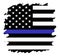 Vector United States flag with blue line to honor police and law. Background, officer