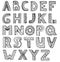 vector unusual alphabet doodle style letters on a white background