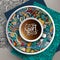 Vector up of coffee and Sport doodles on a saucer, paper and background