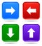 Vector up down next back square button icon set