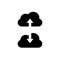 Vector Upload and Download Icons, Clouds and Arrows, Black Design Elements.