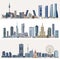 Vector urban cityscapes with skyscrapers