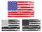 Vector USA grunge flag, painted american symbol of freedom. Set of black and white and colored flags of the united