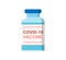 Vector vaccine bottle in flat style. Coronavirus cure in the glass bottle