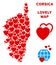 Vector Valentine Corsica France Island Map Collage of Hearts