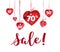 Vector Valentine day hand drawn artistic sale design element isolated on white background.