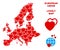 Vector Valentine European Union Map Mosaic of Hearts