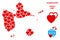 Vector Valentine Guadeloupe Map Composition of Hearts