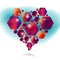 Vector valentine heart pattern of hexagonal