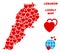 Vector Valentine Lebanon Map Collage of Hearts