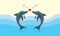 Vector Valentine`s Animal Dolphin Love