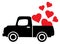 Vector valentine truck with hearts.